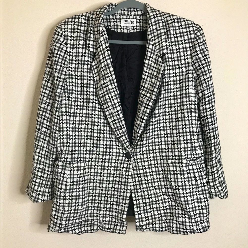 Houndstooth black and white blazer‎